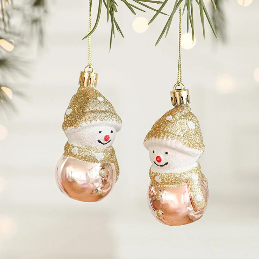 2PCS Red & White Christmas Hanging Ornaments – Plastic Santa Claus Tree Decorations for Holiday Party & Festival Supplies