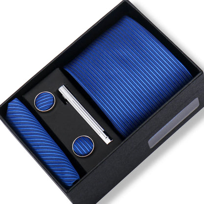 Men’s Green Tie Gift Box Set - Premium Business Necktie with Hanky, Cufflinks & Tie Clip for Wedding Formal Wear
