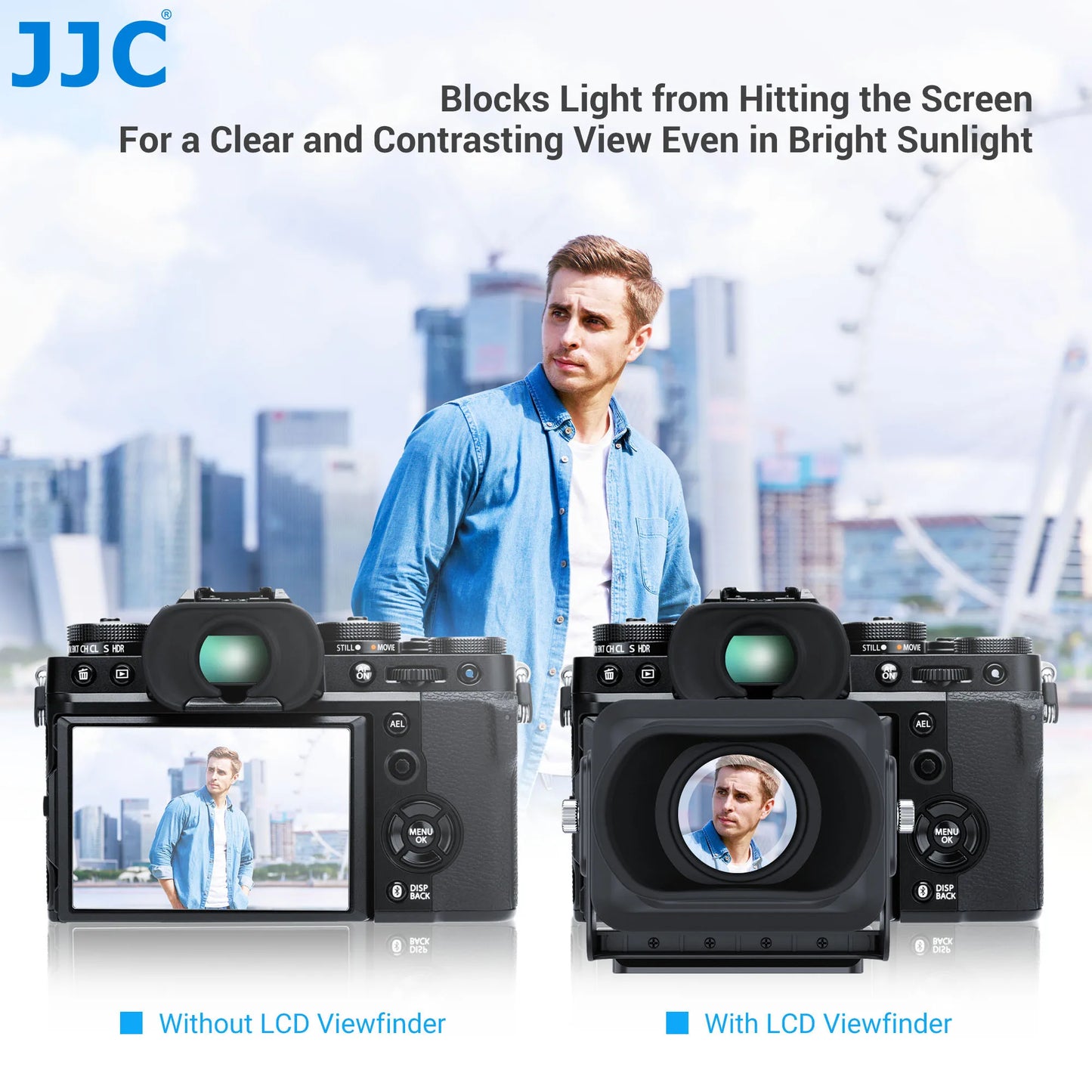 JJC 3X LCD Viewfinder Extender – Collapsible Eyecup for 3.0" Screen, Compatible with Nikon Z30, Sony ZV-1, RX100 & Canon G7X