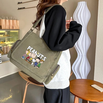 New Snoopy Women’s Canvas Bag – Large Capacity Cartoon Crossbody & Messenger Shoulder Bag