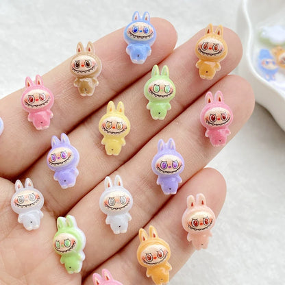 50pcs Colorful Resin Mini Cartoon Rabbit Figurines – Flatback Nail Art Rhinestones for DIY Crafts & Scrapbook Decor