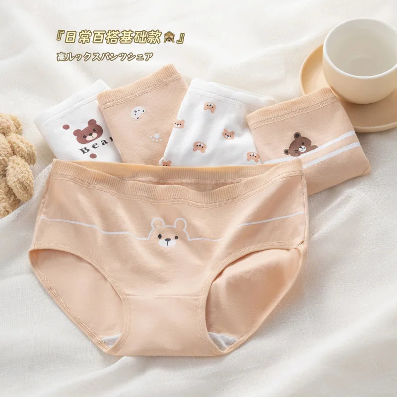 5-Piece Cotton Panties Set – Strawberry Bear Cartoon Girls’ Briefs, Sexy Women’s Underwear & Lingerie