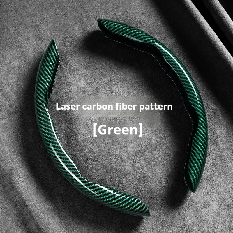 2-Piece Carbon Fiber Silicone Steering Wheel Cover — 38cm (15 Inch) Anti-Skid Car Accessory