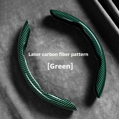 2-Piece Carbon Fiber Silicone Steering Wheel Cover — 38cm (15 Inch) Anti-Skid Car Accessory