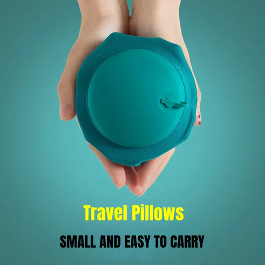 U-Shaped Inflatable Travel Pillow - Portable Air Neck Support Cushion, Comfortable Sleeping, Press-to-Inflate Design