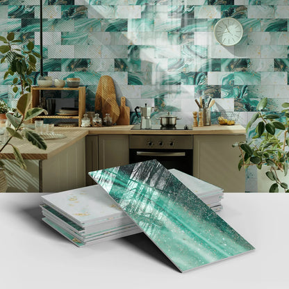 16PCS Marble Pattern Wall Stickers - Waterproof Oil-Proof PET Foam Kitchen Backsplash & Decorative Wallpaper Panels