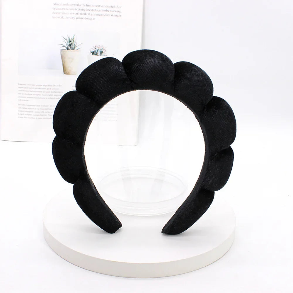 Velvet Sponge Spa Headband – Wide Padded Makeup & Face Washing Hairband for Skincare, Shower & Beauty Routine for Women & Girls