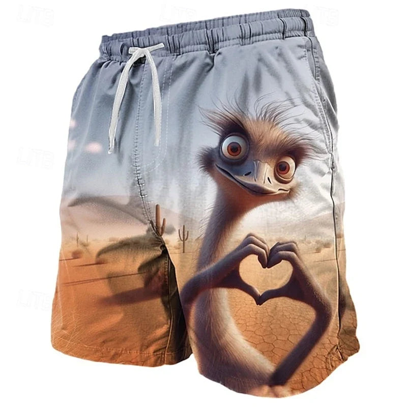 Funny Animal 3D Beach Shorts - Unisex Summer Swim Trunks for Kids & Vacation Wear
