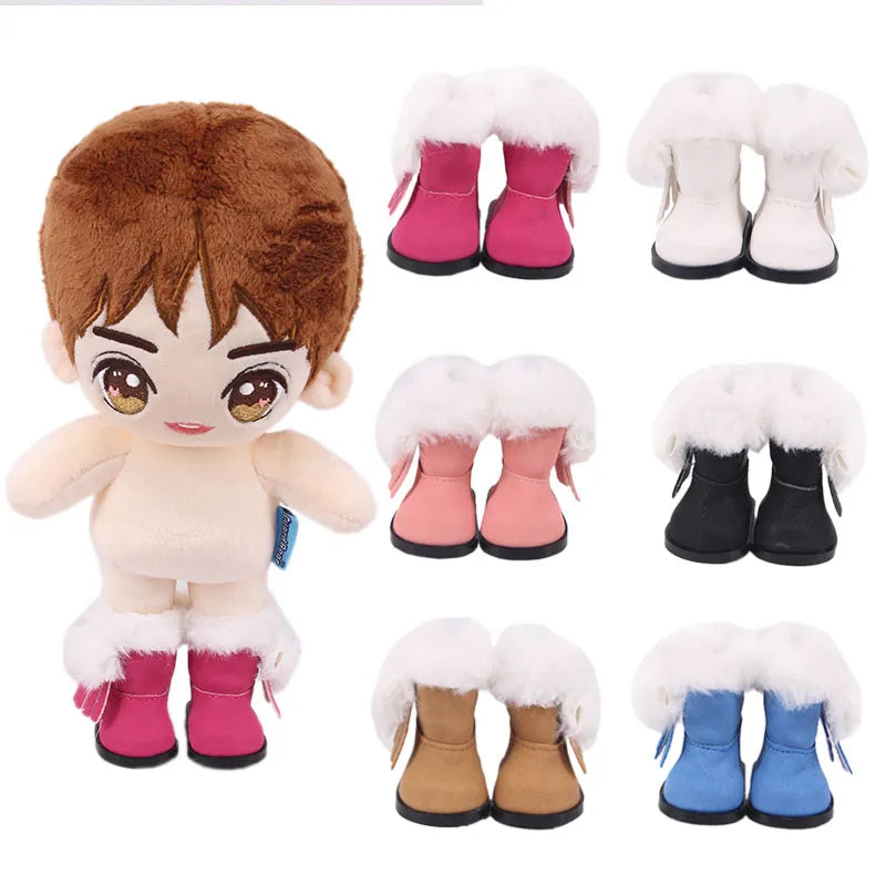 5CM Doll Snow Boots – Pop Plush Canvas Shoes for 14.5" Dolls, 32-36CM Paola Reina & 20CM Cotton Dolls Accessories