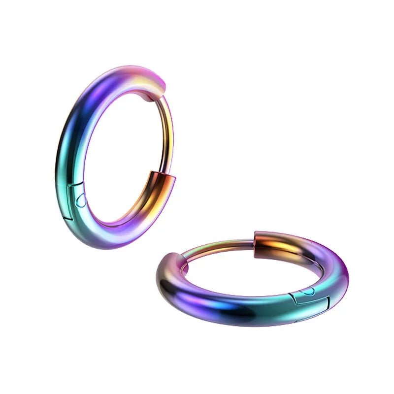 Tiny Stainless Steel Hoop Earrings - 8-20mm Dainty Round Ear Buckle Piercing Jewelry for Women & Men
