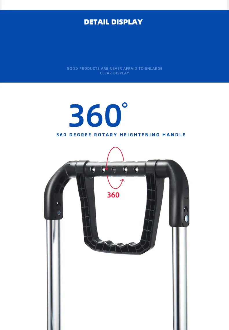 Aluminum Alloy Folding Grocery Cart – Portable Lightweight Shopping Trolley with Step Climbing for Supermarket & Food