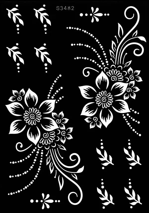 Reusable Henna Stencil Templates for Hand & Body – Floral Tattoo Stencils for Women, Weddings & Festivals Body Art Makeup Tools