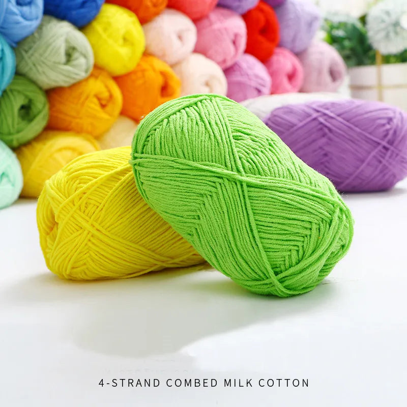 50g/Set 4ply Milk Cotton Knitting Wool Yarn - Dyed Lanas for Crochet Craft, Sweater, Hat, Dolls - Affordable and High-Quality Needlework Yarn