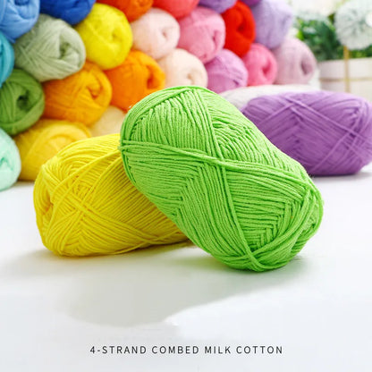 50g/Set 4ply Milk Cotton Knitting Wool Yarn - Dyed Lanas for Crochet Craft, Sweater, Hat, Dolls - Affordable and High-Quality Needlework Yarn