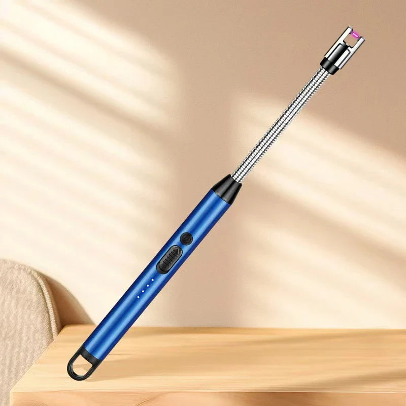 Type-C Rechargeable 360° Curved Windproof Plasma Lighter – Flameless USB BBQ & Kitchen Candle Ignition Electric Arc Lighter