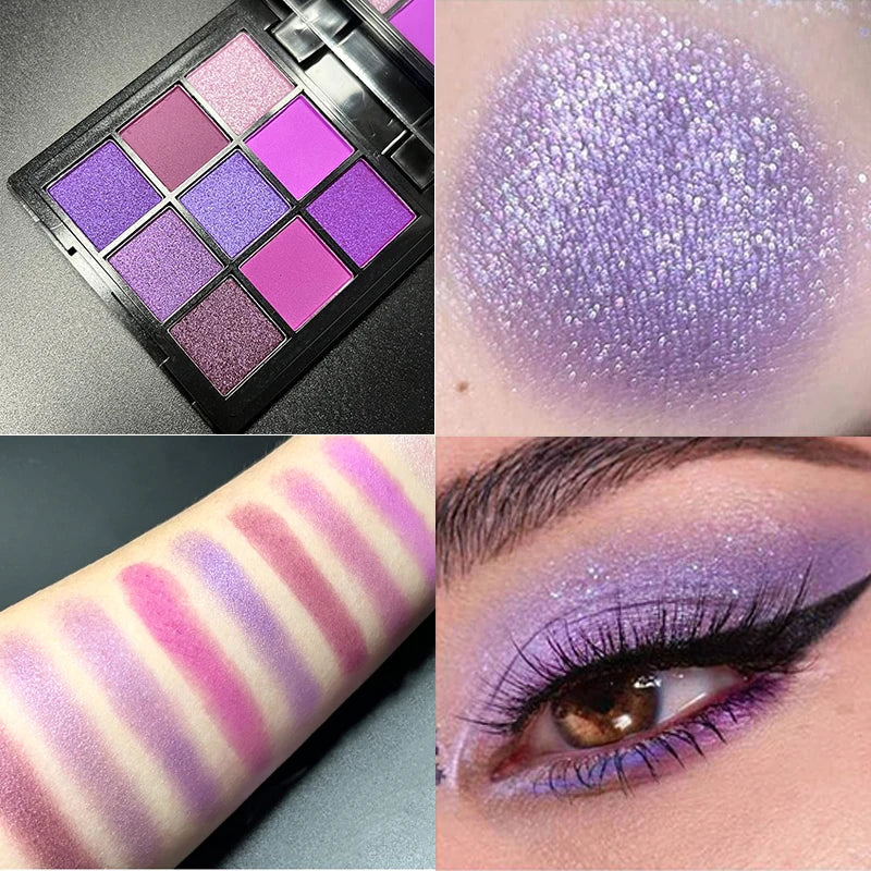 9-Grid Eyeshadow Palette – Glitter, Pearlescent, Matte, Shimmer Long-Lasting Eye Makeup for Women