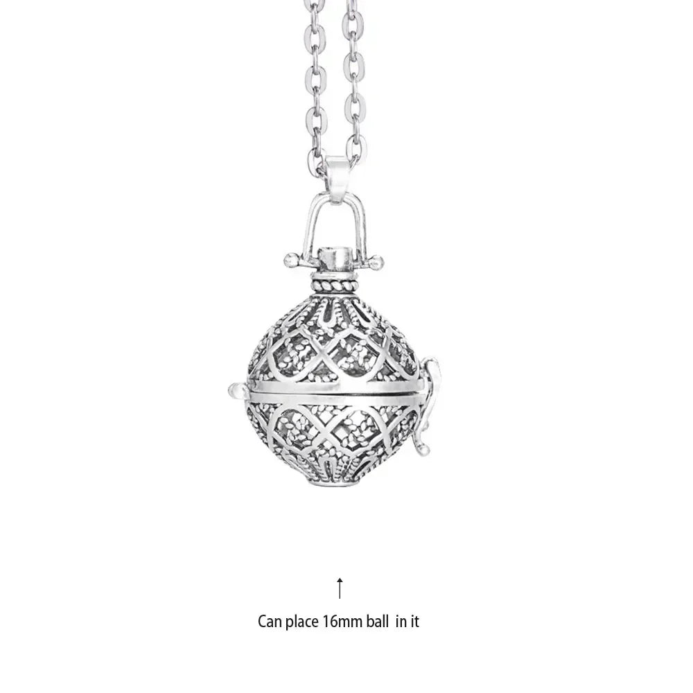 Vintage Mexico Angel Ball Chime Necklace – Antique Locket Aromatherapy Essential Oil Diffuser