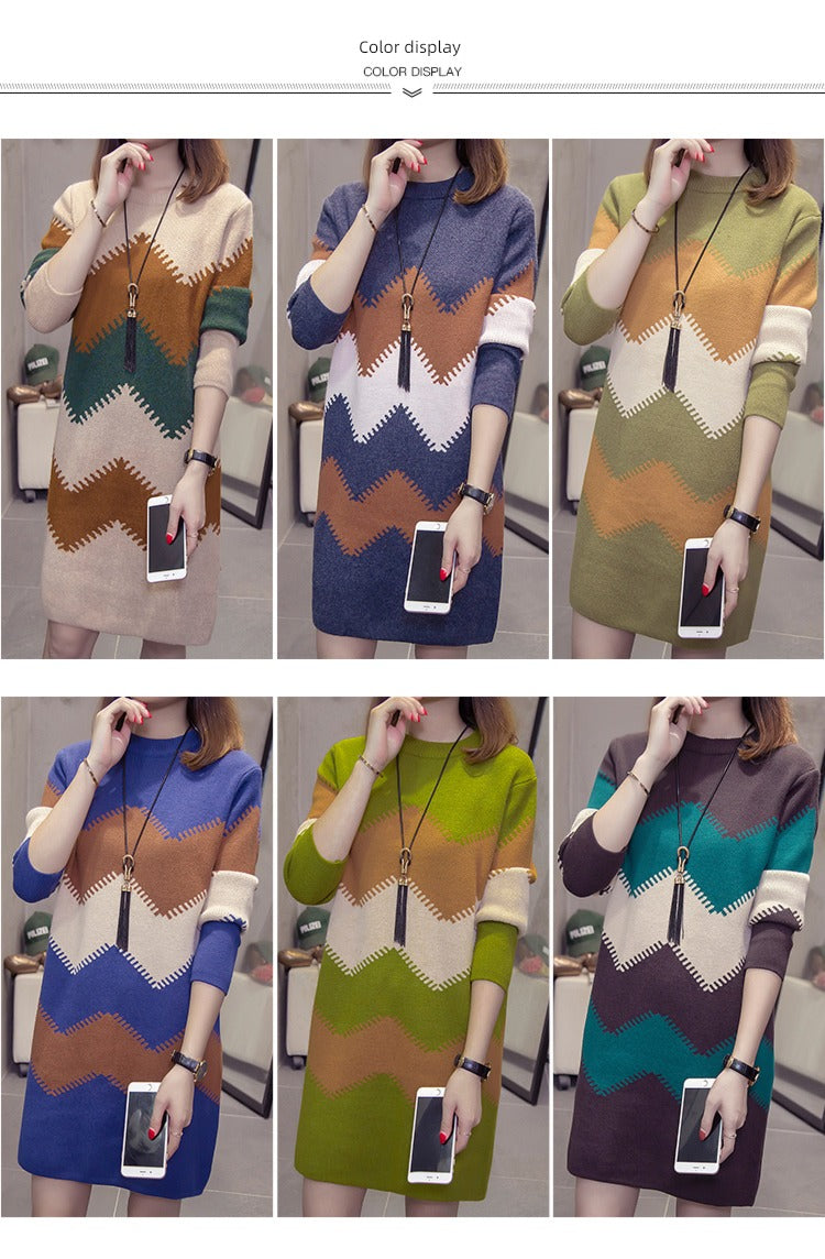 2023 Women’s Mid-Length Loose Knit Sweater — Casual Oversized Outerwear