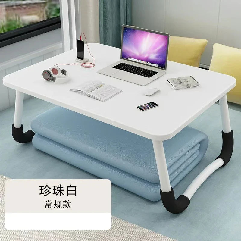 Foldable Laptop Desk for Bed & Sofa – Portable Lap Table with Cup, Book Holder, Drawer, and USB Slot
