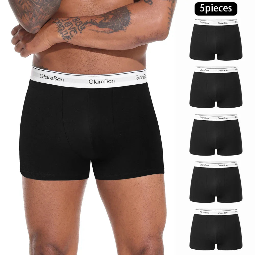 5-Pack Men’s Cotton Boxer Briefs – Soft Breathable Underwear Shorts for Men, Comfortable Luxury Stretch Boxer Shorts Set