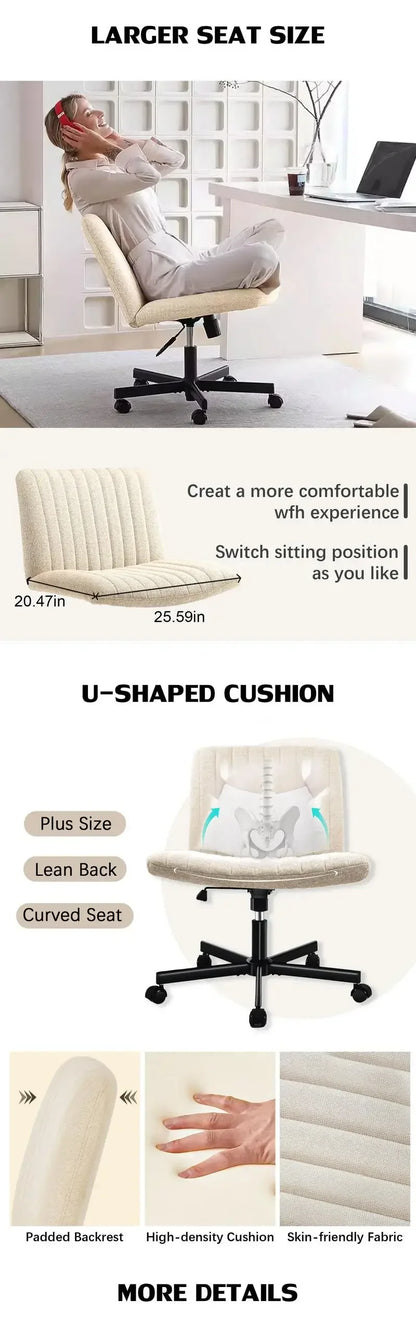 Joyfinity Plus Size Criss Cross Office Chair - Armless Swivel Modern Desk Chair for Home