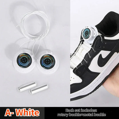 Rotating Metal Wire Swivel Sneaker Laces – No Tie Automatic Buckle for Kids & Adults, Quick Lock Shoestrings