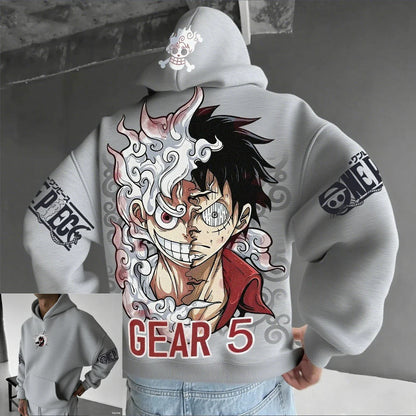 One Piece Luffy Gear 5 Nika Hoodie – Anime Streetwear Pullover Sweatshirt for Men & Women