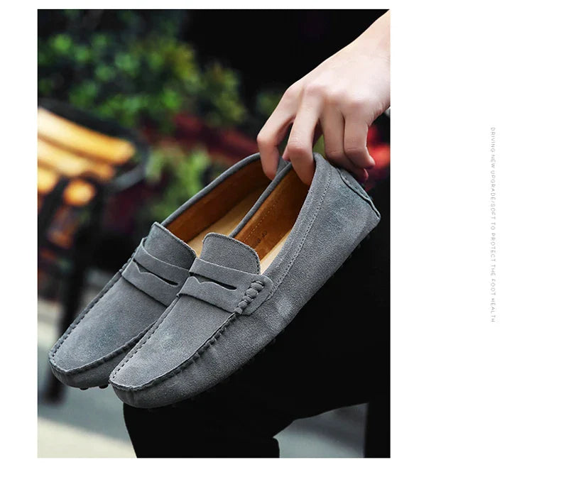Men's High-Quality Leather Loafers – Casual Moccasins Slip-On Flats, Fashion Driving Shoes, Size 38-49