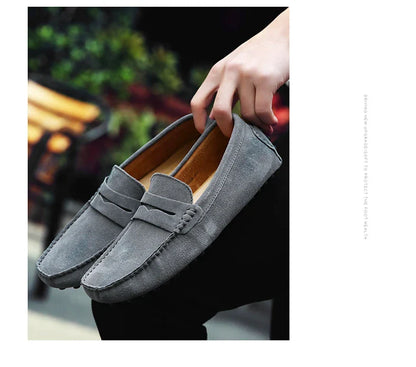Men's High-Quality Leather Loafers – Casual Moccasins Slip-On Flats, Fashion Driving Shoes, Size 38-49
