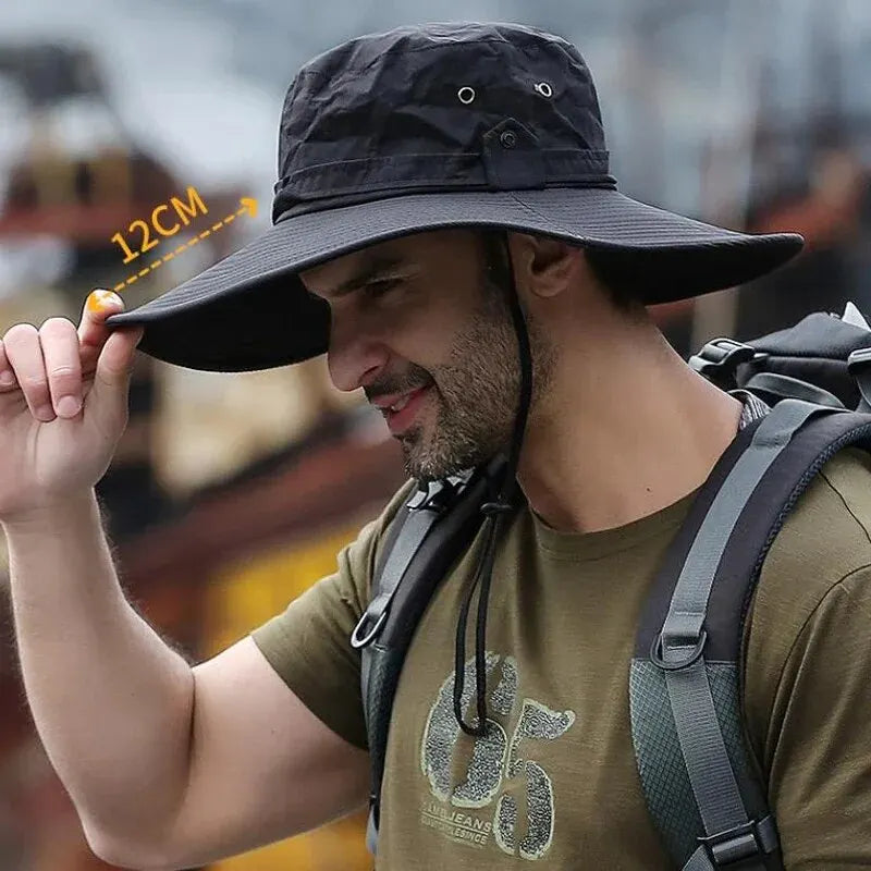 Stay Protected Outdoors: New Sun Protection Fishing Hat - Breathable Mesh, Anti-UV Summer Cap for Camping, Hiking, and Mountaineering - Men's Panama Style