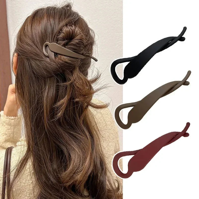 Frosted Banana Clips: Vertical Twist Ponytail Hair Clips - Matte Hair Claws Barrettes for Simple Hair Styling - Solid Color Hair Accessories