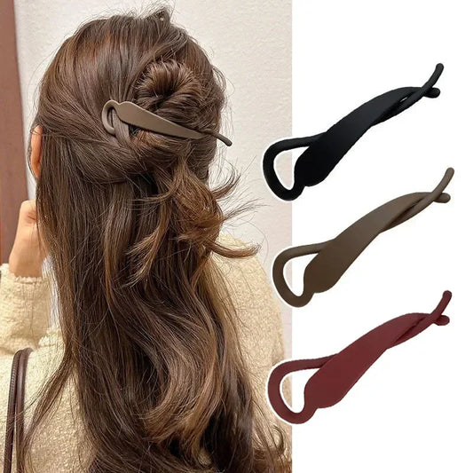 Frosted Banana Clips: Vertical Twist Ponytail Hair Clips - Matte Hair Claws Barrettes for Simple Hair Styling - Solid Color Hair Accessories