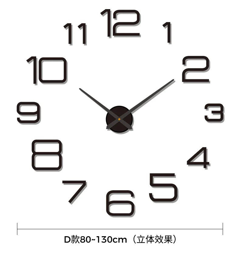 2023 Modern Large 3D DIY Wall Clock – Acrylic Mirror Quartz Clock for Living Room Home Decor