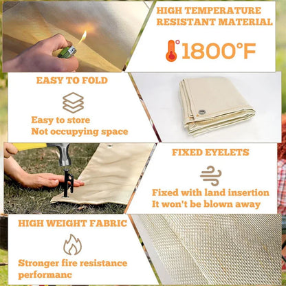 Outdoor Camping & BBQ Fire Protection Mat – High-Temperature Iron Fire Retardant Carpet for Picnic, Barbecue & Indoor Use