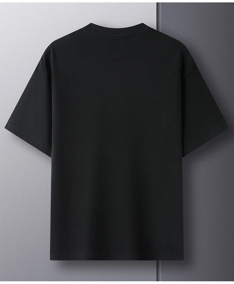 100% Pure Cotton Men’s Summer T-Shirt – High-End Short Sleeve Round Neck Breathable Fashion Top