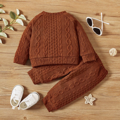 7 Colors Newborn Baby Clothes Set - Solid Long Sleeve Top & Pants, 2PCS Leisure Sport Outfit for Autumn & Winter