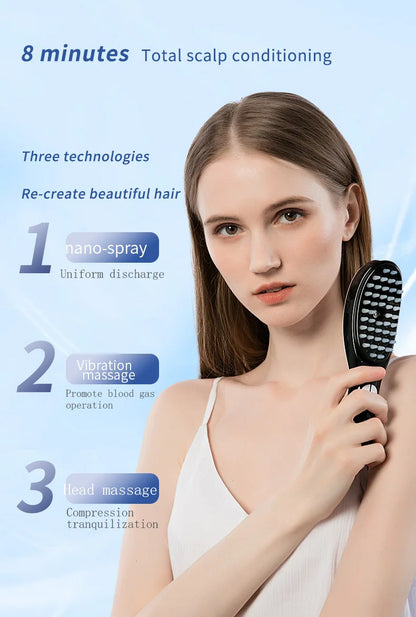Electric Spray Massage Comb – LED Vibration Hair Growth Massager with Anti-Hair Loss Scalp Atomizer