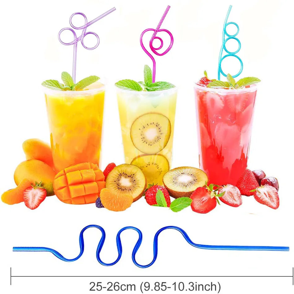 10 Assorted Silly Plastic Drinking Straws - BPA-Free, Unique Party Decor for Festive Occasions, Bulk Variety Pack