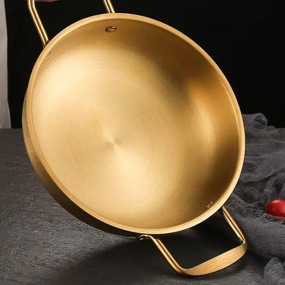 Stainless Steel Saucepan & Dry Pot – Paella Pan with Handle for Home Cooking, Seafood, Rice & Picnic Use