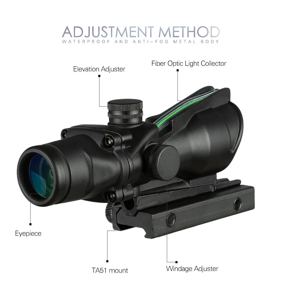 4X32 Hunting Riflescope – Fiber Optic Green & Red Dot Illuminated Reticle Tactical Sight