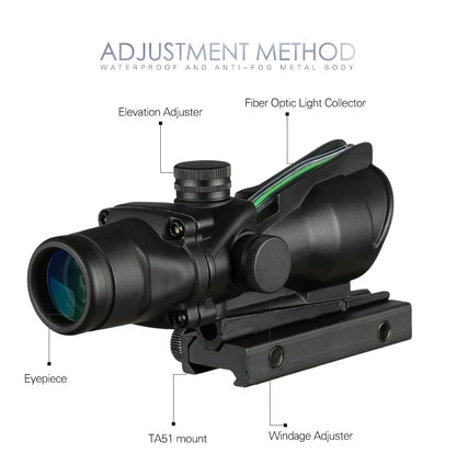 4X32 Hunting Riflescope – Fiber Optic Green & Red Dot Illuminated Reticle Tactical Sight