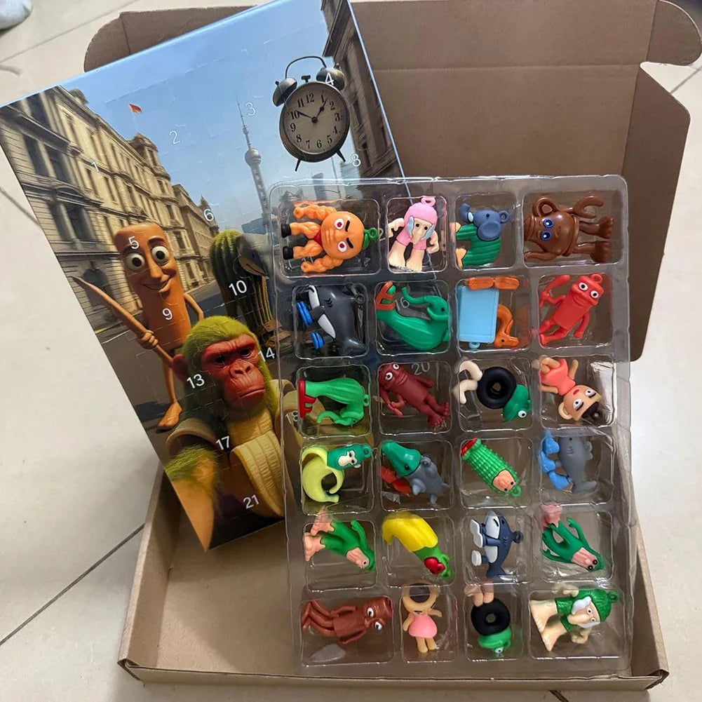 24-Day Advent Calendar – Cartoon Character Collectible Silicone Mini Figures & Surprise Ornaments Gift