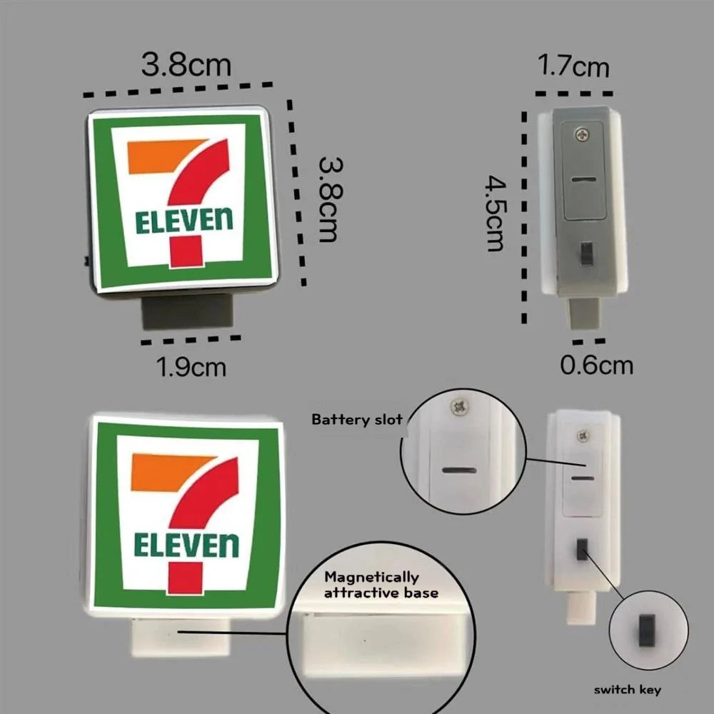 Coffee Shop Magnetic Fridge Stickers – Creative Convenience Store Light Signs, Luminous 711 Light Box Home Decor