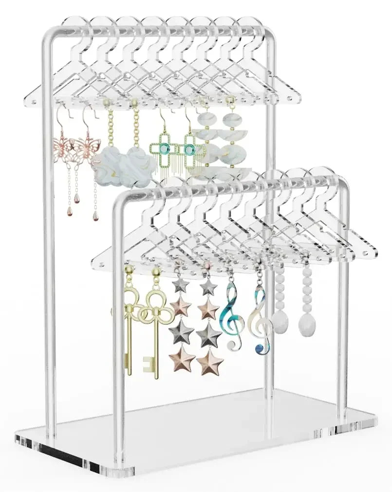 16pcs Hanger-Shaped Jewelry Holders – Personalized Earring Display Racks & Organizer Stands