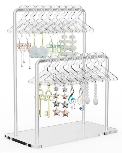 16pcs Hanger-Shaped Jewelry Holders – Personalized Earring Display Racks & Organizer Stands