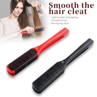 Professional V-Shape Hair Straightener Comb – Nylon Bristles, Double-Sided Styling Brush for All Hair Types