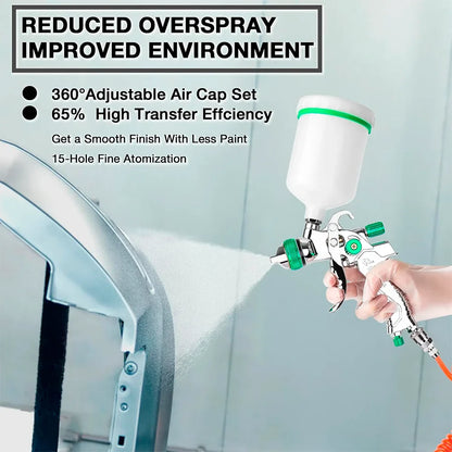 Cordless HVLP Spray Gun 1.4-3.0mm Adjustable High Atomization Gravity Sprayer Pneumatic Tool