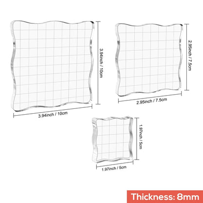 Clear Acrylic Stamp Block Kit - Assorted Grid Line Blocks for Scrapbooking & Card Making