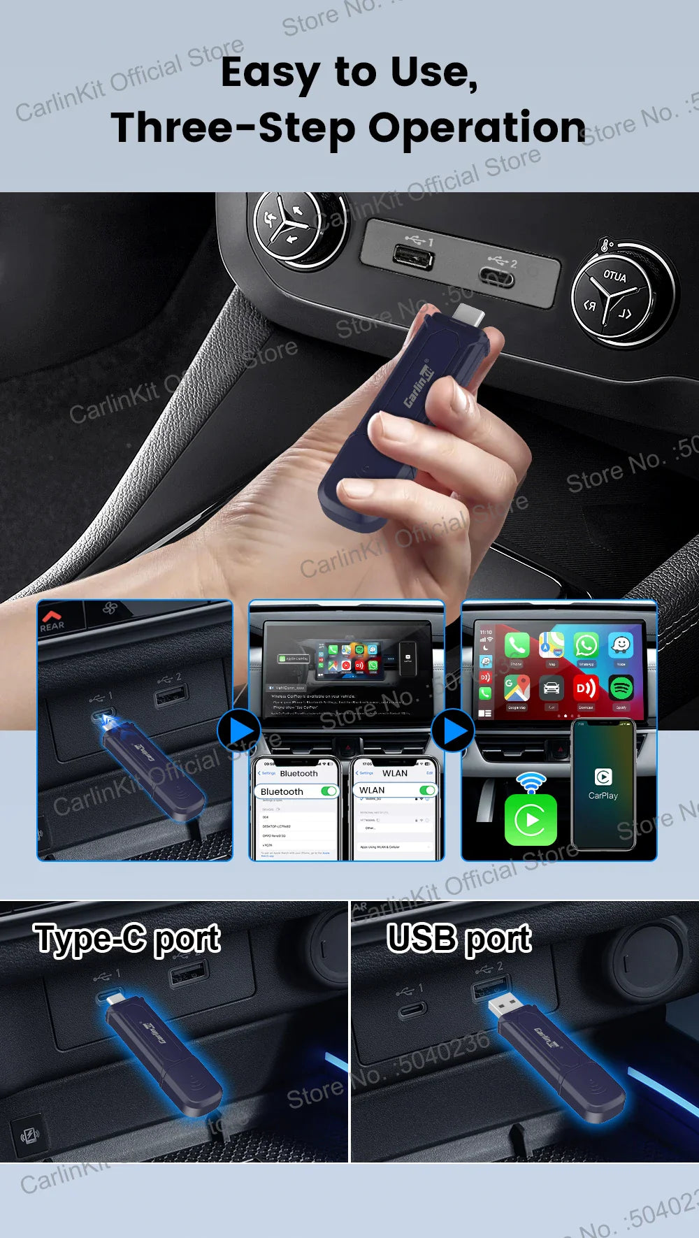 CarlinKit 5.0 Mini 5 Pro — Wireless CarPlay & Android Auto USB Dongle with WiFi & Bluetooth