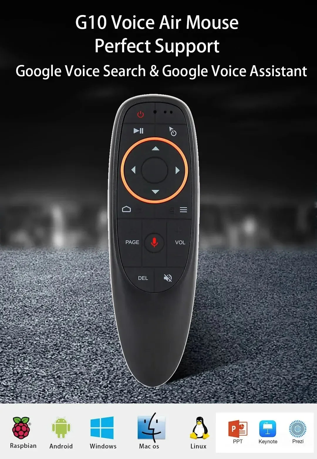 G10S Air Mouse Voice Remote Control – 2.4G Wireless Gyroscope & IR Learning for Android TV Box H96 MAX X88 PRO HK1